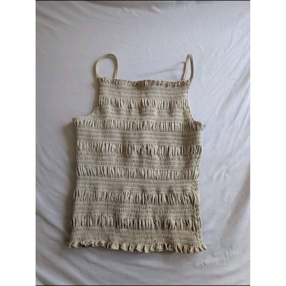 H&M Cream Smocked Tank Top